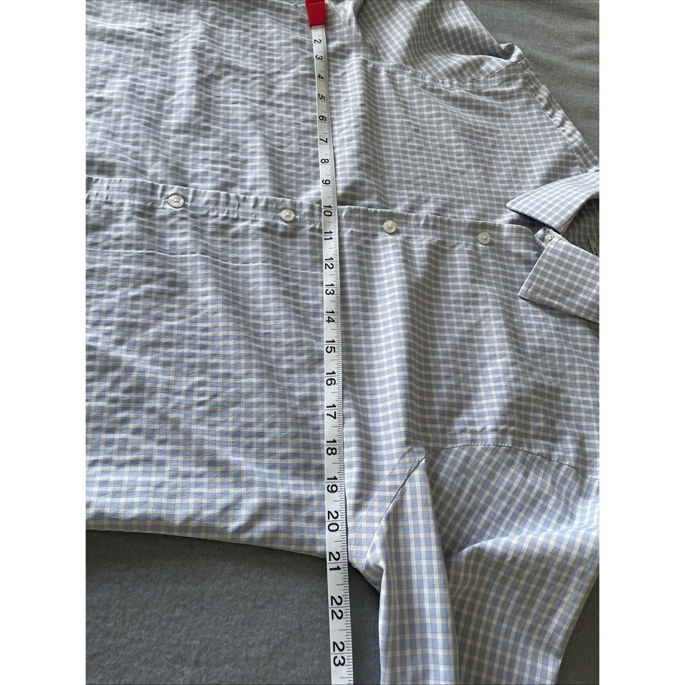J. M. Haggar Mens Dress Shirt 16 1/2-34/33 Slim Fit Performance Gingham Check - Picture 9 of 12